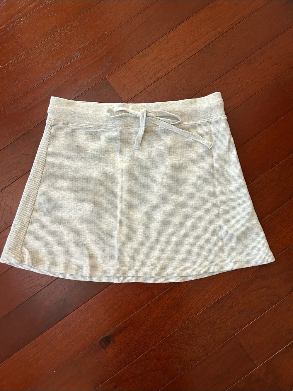 Brandy Melville Emmie Waffle Knit Thermal Mini Skirt Drawstring OS grey NWT